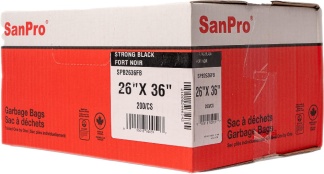 SanPro®  Black Polyethylene Garbage Bags 26'' x 36'' Strong CS/200.